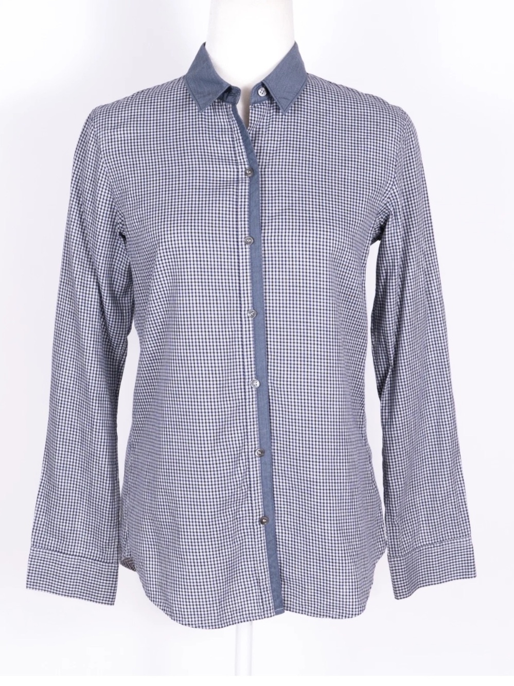 Theory dress shirt white and black gingham button-up  S